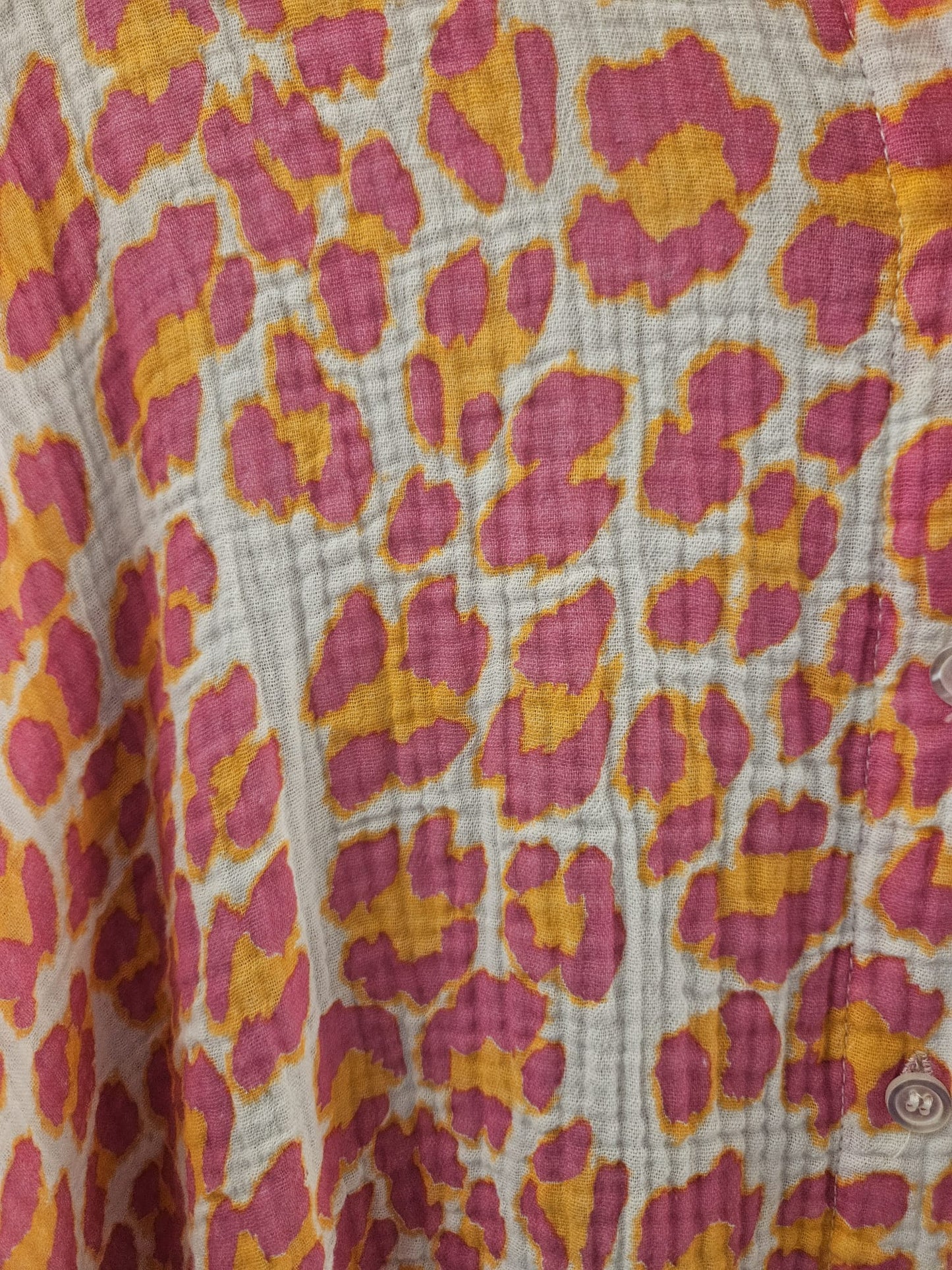 Musselin-Bluse kurzärmlig Animalprint pink/orange Oversize