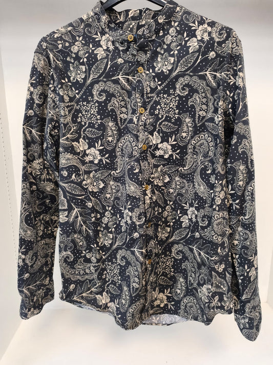 Herren-Hemd mit floralem Muster, schwarz-weiß