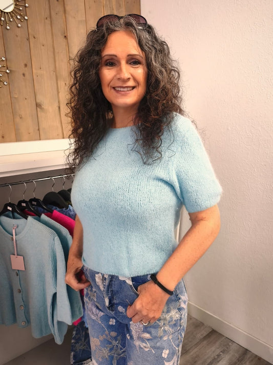 Kuscheliger Kurzarm-Pullover mit Alpaca