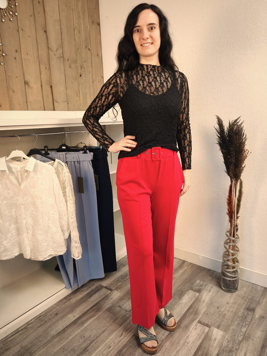 Elegante Stoffhose mit Gummizug und Gürtel