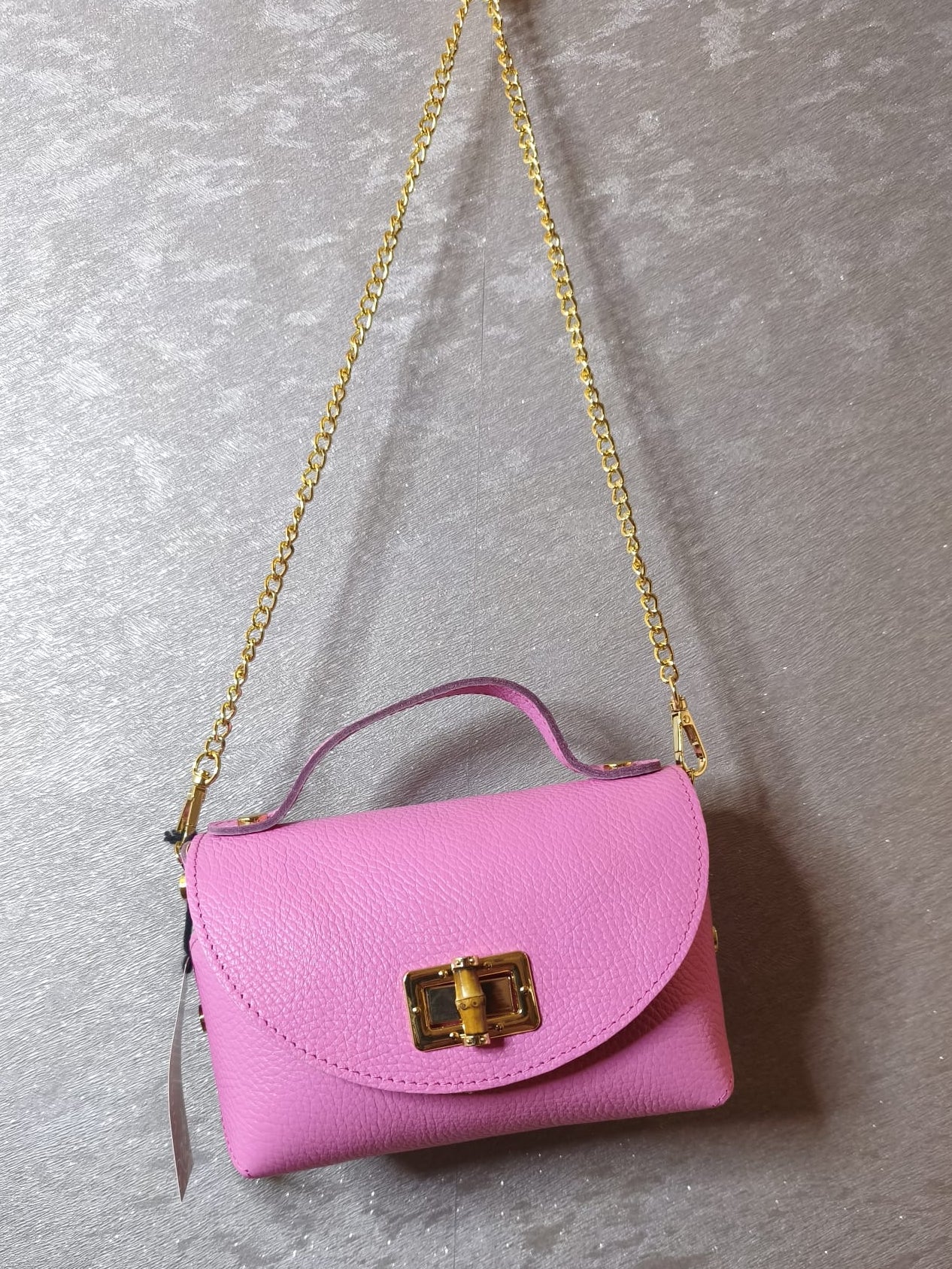 Umhänge-Handtasche, echtes Leder, mit Goldkette, verschiedene Farben
