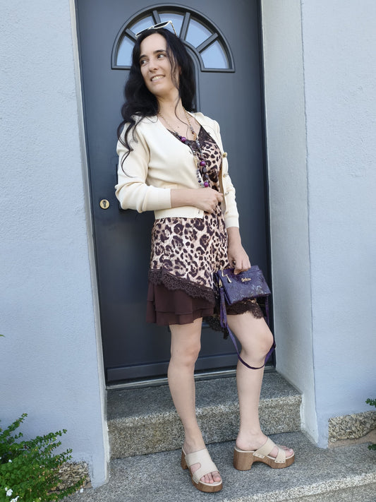 Leo-Spitzenoberteil + Cardigan + Hosenrock