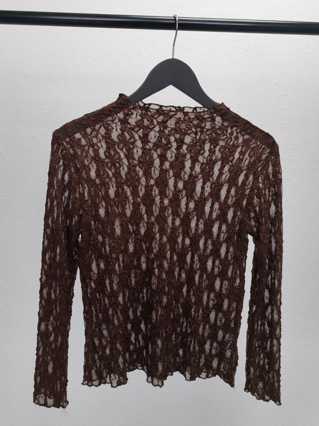 Transparentes Spitzen-Langarmshirt