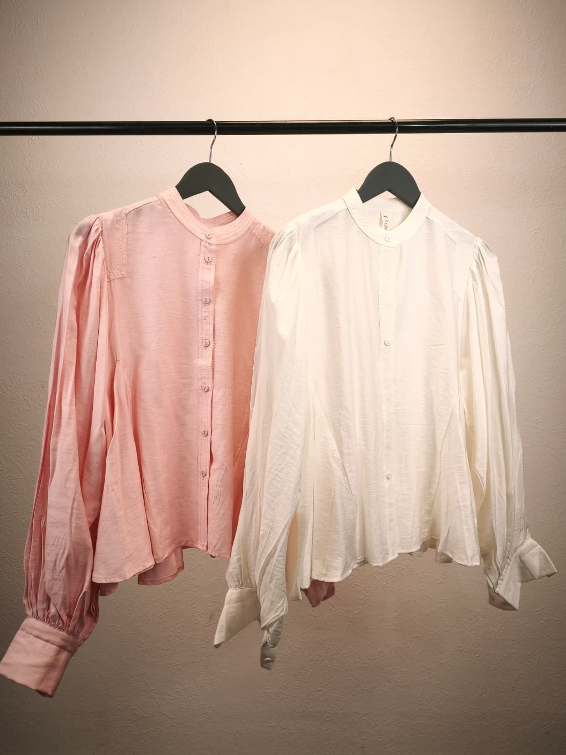 Langarm-Bluse mit Stehkragen