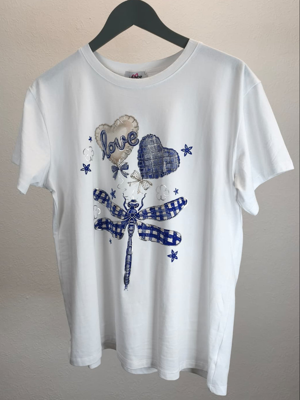 T-Shirt kurzärmlig weiß mit Farbdruck Libelle