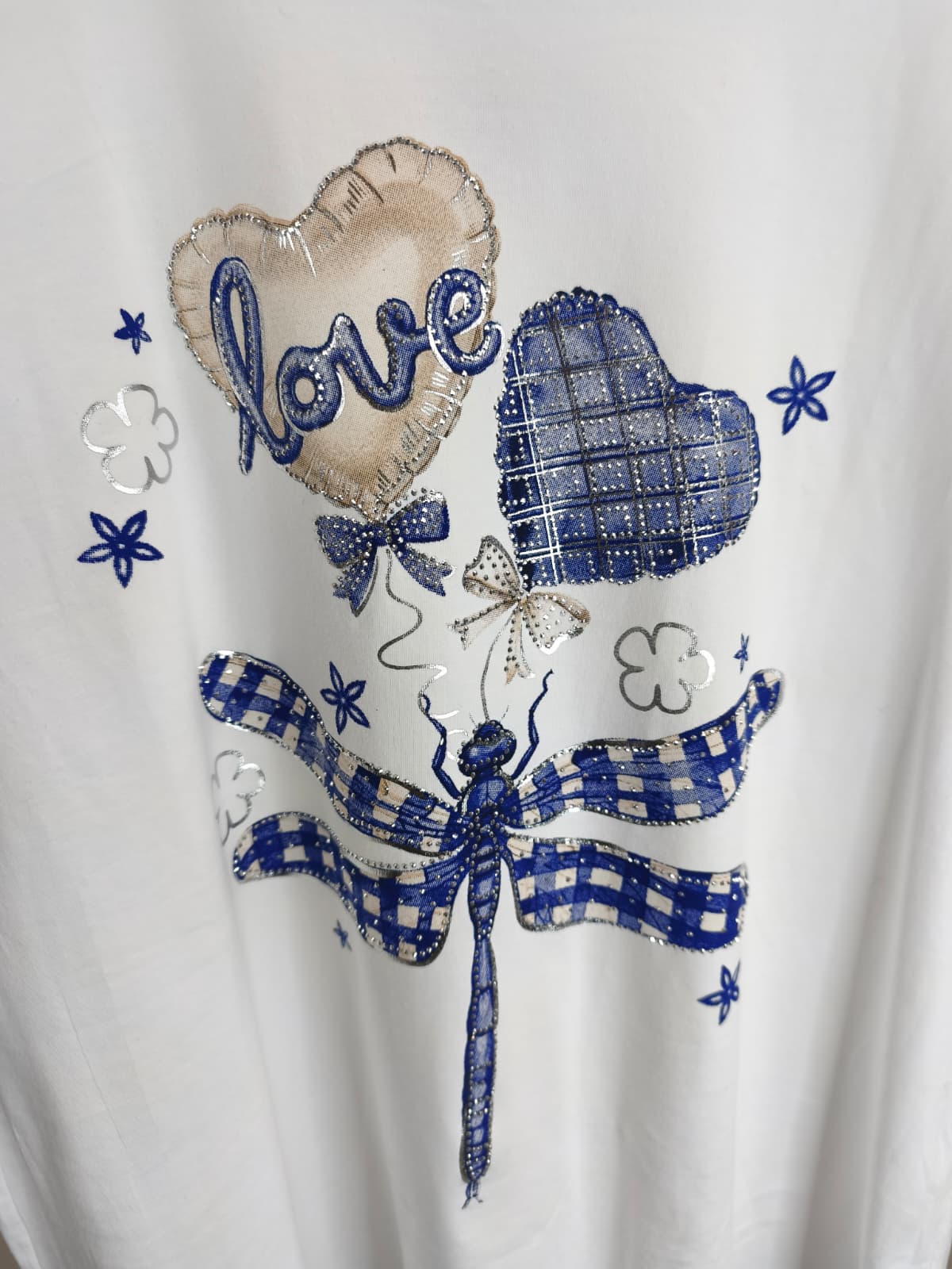 T-Shirt kurzärmlig weiß mit Farbdruck Libelle