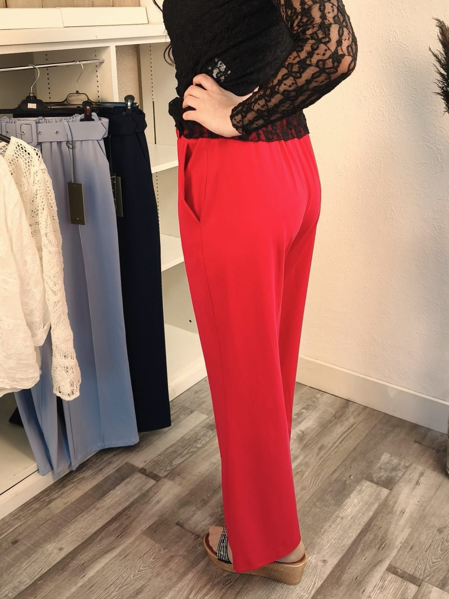 Elegante Stoffhose mit Gummizug und Gürtel