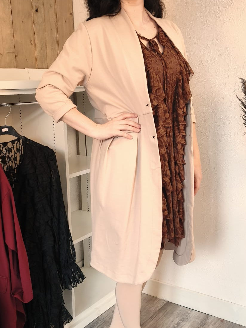Leichter Mantel mit Knöpfen und Seitentaschen, beige, sehr elastisch