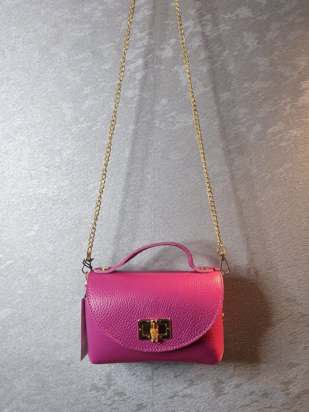 Umhänge-Handtasche, echtes Leder, mit Goldkette, verschiedene Farben