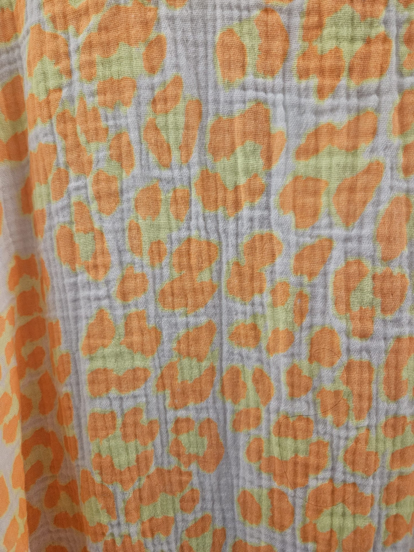 Musselin-Bluse langärmlig Animalprint orange/gelb Oversize